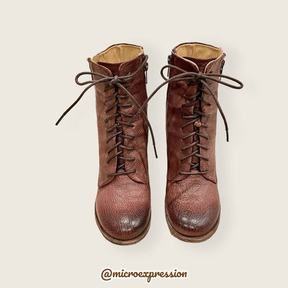 $428 Frye Vintage Brown Cognac Real Leather Distressed Zipper Lace Up Ankle Boot - Picture 4 of 11
